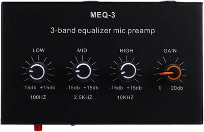 Microfoon Voorversterker - Geluidsversterker Equalizer - Opnemen Geluid - 3-Bands Equalizer - 19 cm Lengte - Zwart