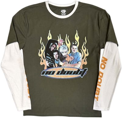 No Doubt - Flames Longsleeve shirt - S - Groen/Wit