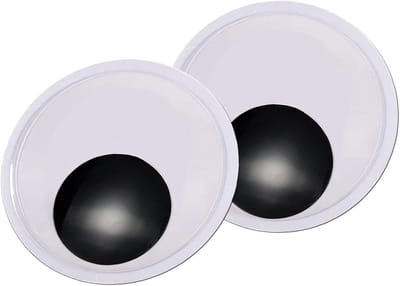 2 Stuks Zelfklevende Wedge Ogen Rond Zwart Wit 180mm Beweegbare Ogen voor Scrapbooking en Creatieve Klussen