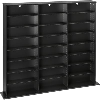 Meuble de rangement pour médias, Organisateur d'étagères DVD à 8 niveaux, 142 x 22 x 130 cm Organisateur de rangement multimédia pour CD, DVD, Livres et Jeux, Étagère à CD pour salon