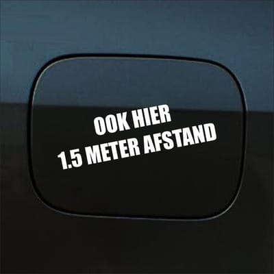 Bumpersticker - Ook Hier 1,5 Meter Afstand - 4,2 X 14,8 - Wit