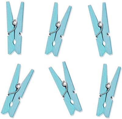 Finnacle - Mini knijpers blauw - 24x - Geboorte jongen - 2,5 cm - Voor het ophangen van kaartjes - Handige knijpertjes!
