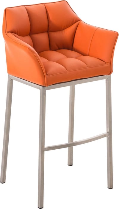 CLP Damaso Barkruk - Vast frame - Kunstleer oranje roestvrij staal