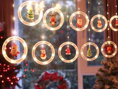 LED Kerstslinger - DIY - Kerstverlichting - Kerstversiering - Cirkels - Kerstdecoratie - Kerstman - Kerstboom - Raamverlichting - slingerverlichting - Kerst - Kerstversiering - Kerstlichtjes - Kerstlichtslinger - 10x Led