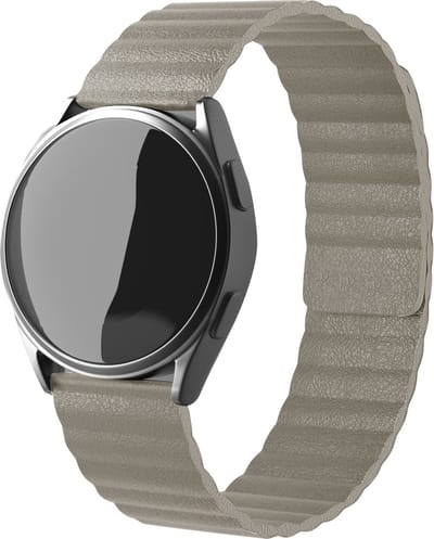 Strap-it Magnetisch leren loop bandje - geschikt voor Samsung Galaxy Watch 7 (40 & 44mm) / Galaxy Watch 6 (Classic) / Galaxy Watch 5 / 5 Pro / Watch 4 / 4 Classic / Watch FE - bandje leer met magneet voor Galaxy Watch 4-5-6 alle varianten - kaki