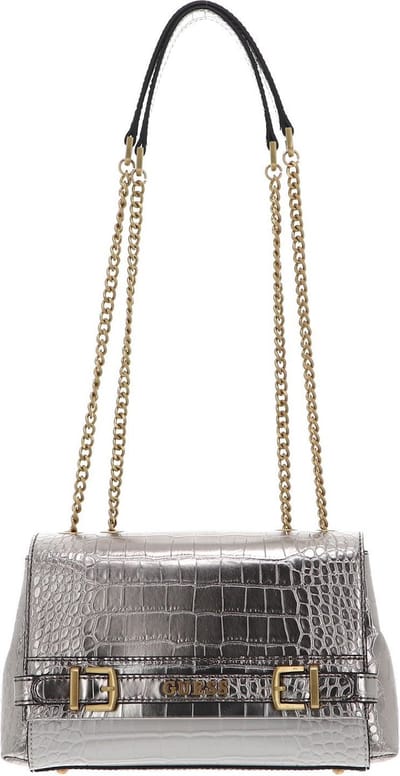 GUESS Schoudertas Sestri Convertible Xbody Flap Bag Pewter Stone Zilverkleurig