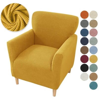 Polar Fleece Kuipstoelhoes Stretch Spandex Club Sofa Fauteuil Hoeslaken Elastische Eenpersoons Bankhoezen voor Studie Bar Counter yellow