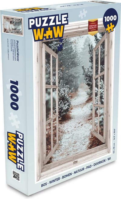 Puzzel Bos - Winter - Bomen - Natuur - Pad - Doorkijk - Wit - Legpuzzel - Puzzel 1000 stukjes volwassenen