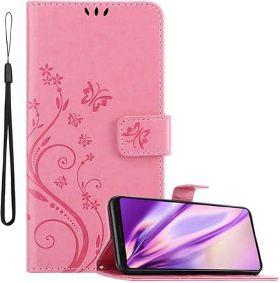 Cadorabo Hoesje geschikt voor Sony Xperia 1 / Xperia XZ4 in BLOEMEN ROZE - Beschermhoes in bloemmotief met magnetische sluiting, standfunctie en kaartsleuven Book Case Cover Etui