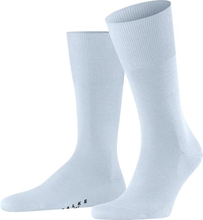 FALKE Airport eenkleurig wol katoen sokken heren blauw - maat 39-40
