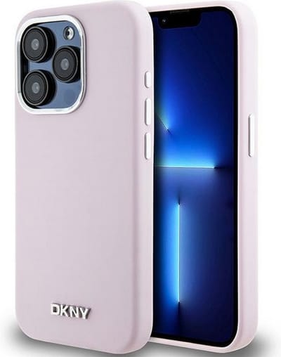 DKNY Silicone Metal Logo Back Case (MagSafe Compatible) - Geschikt voor Apple iPhone 14 Pro (6.1") - Roze