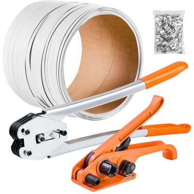 Banding Strapping Kit, Heavy Duty Banding Sealer Tool met 100 m Lengte PP Band, 100 Metalen Sluitingen, Plastic Handmatige Palletverpakking Strapping Kit voor