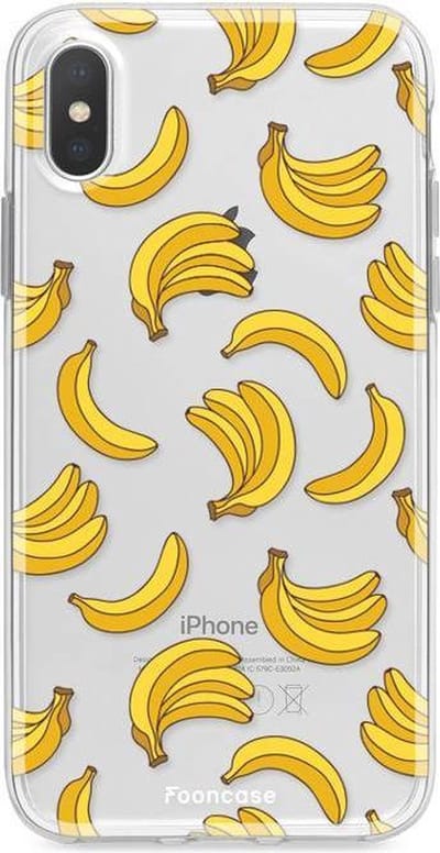 Fooncase Hoesje Geschikt voor iPhone XS - Shockproof Case - Back Cover / Soft Case - Bananas / Banaan / Bananen