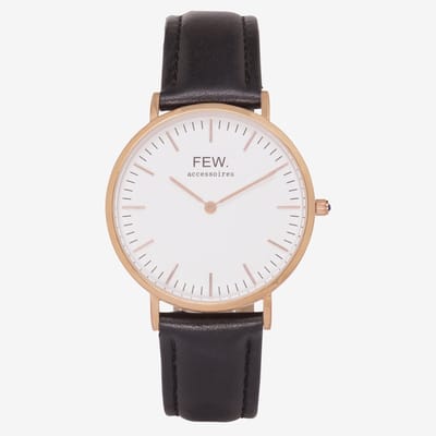 Bellezza Grande Rose Gold Black Leather