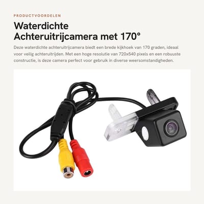 Dailygoods- Achteruitrijcamera Waterdicht 170° - Kentekenplaattoebehoren - Beeldsensor PC7070K - Videokabel 6 m - Stroomkabel 1 m - IP67 Bescherming - Camera