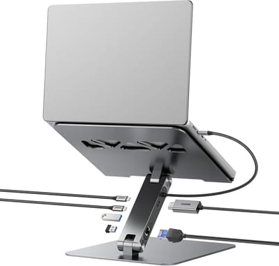 BENFEI Laptop Standaard met USB C 6in1 Docking Station - HDMI 4K@60Hz - 1000Mbps Ethernet - 100W Power Delivery - 10Gbps USB C 3.2 & 2*USB A 3.2