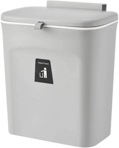 Hangende afvalemmer - Keuken prullenbak - Afval scheiden - Geurloze opslag - 10 liter - Grijs