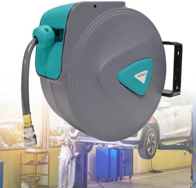 Persluchtslang Oprolbaar - Slanghaspel Automatisch - Werkplaats Organiseren - 180 Graden Draaibaar - 20 meter - Grijs