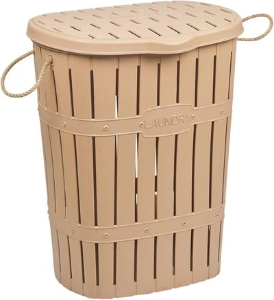 65L Bamboe Look Wasmand met Touwhandgrepen – Stijlvolle Kledingopslag