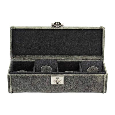 SELVA Horlogebox – Voor 4 Horloges – Afsluitbaar – LEDER / Vilt – Kleur: Grijs – Hoogwaardig design – Veilige opslag voor uw horloges