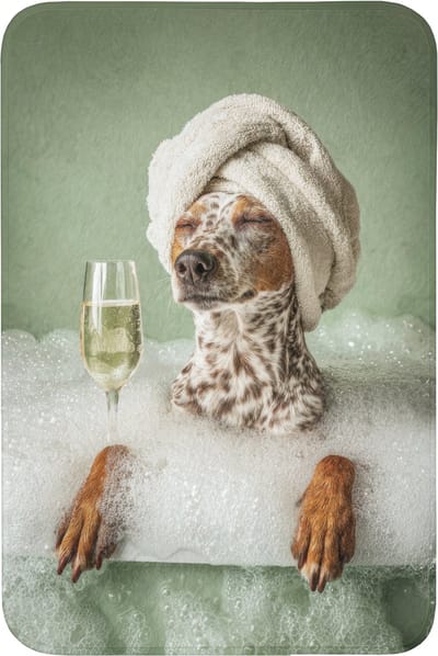 Badmat 60x90 cm - Antislip - Hond - Bad - Champagne - Handdoek - Badmatten voor badkamer - Badkamermat - Douchemat - Badkamer mat