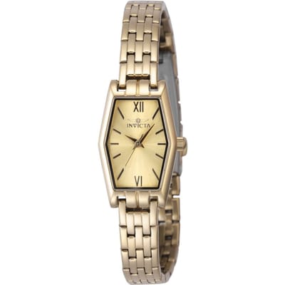 Invicta Angel 48123 Dames Horloge - Quartz Uurwerk - Roestvrij Staal met gouden Wijzerplaat - 20mm
