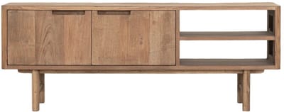 DTP Home TV stand Bliss No.2 small, 2 doors, 2 open racks,50x130x35 cm | TEAKWOOD top