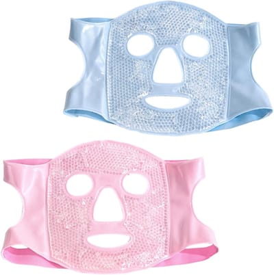 Set van 2 Koelende Slaapmaskers voor Ontspanning en Pijnverlichting - Herbruikbaar met Warmte- en Koude Therapie voor Volwassenen en Kinderen, Blauw en Roze