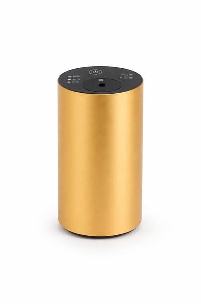 BOECK - Draadloze diffuser - Luxueuze Metaal Goudkleurige Aroma Diffuser – Geurverspreider + LED Mood Light – Elegante Home & Wellness Accessoire