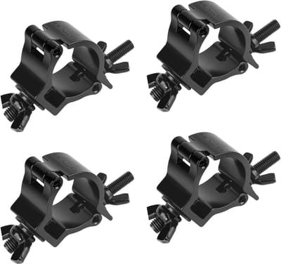Snel sluitmechanisme voor podiumverlichting - TÜV-gecertificeerde 4-delige truss klemmen, 40mm haak, accessoires voor mobiele verlichting, 100 kg draagvermogen, zwart
