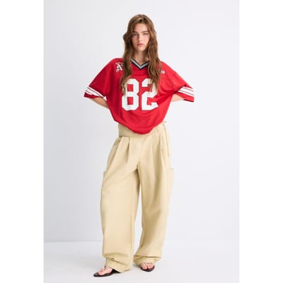 Stradivarius Oversized T-shirt met nummers  Rood XS