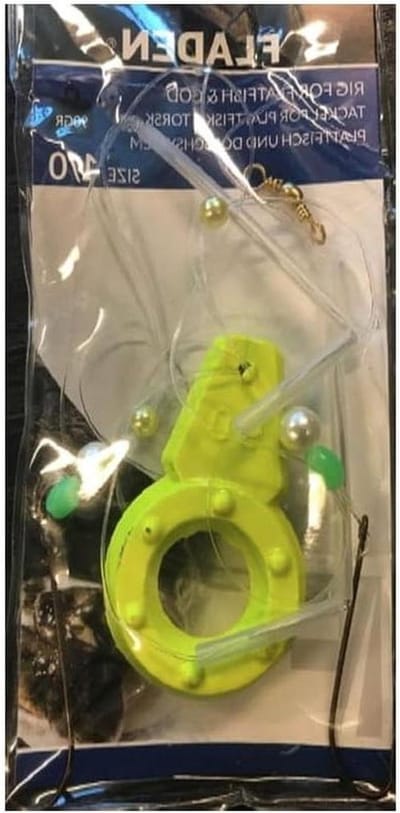 Vis Rig - Platvis Kabeljauw - Vissen Onderwater - Twee Haken Gemonteerd - 130g - Geel