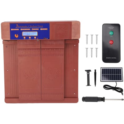 Porte de poulailler automatique solaire à double ouverture, télécommande et minuterie pour canard laiton antique