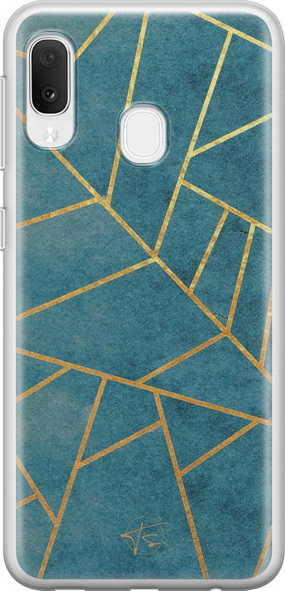 Hoesje geschikt voor Samsung Galaxy A20e - Abstract blauw - Soft Case - TPU - Print - Blauw - Mooie Telefoonhoesjes