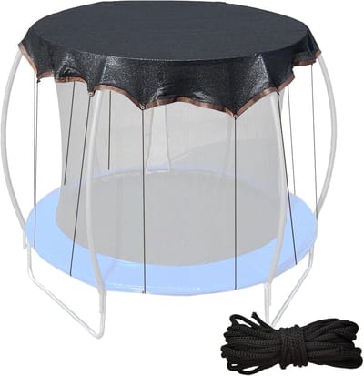 Trampolinehoes Zonnescherm - Trampoline Bescherming - Buiten Spelen - Weerbestendig Mesh - 14 Voet - Zwart