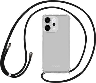 Transparant Hoesje met Koord Geschikt voor Oppo Reno 15 - Case Schokbestendig TPU - Shockproof Back Cover met Ketting - Doorzichtig