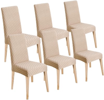Stoelhoezen, 6-delig, rekbaar, afneembaar, wasbaar, hoes voor eetkamerstoelen, modern, universeel, voor thuis, hotel, restaurant, banket, keuken, decoratie, kaki