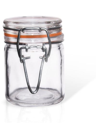 Orion Glazen Weckpotje met Beugelsluiting - 50 ml - Kruidenpotje - Luchtdicht met Rubberen Ring - Mini Voorraadpot - Voor Jam, Honing en Kruiden