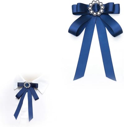 Ronte - Strikbroche met strass vlinderdas en parel boog voor dames - vintage band brochespelden - elegante kledingclip