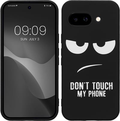 kwmobile telefoonhoesje geschikt voor Google Pixel 9a - Hoesje voor smartphone in wit / zwart - Backcover van TPU - Don't Touch My Phone design