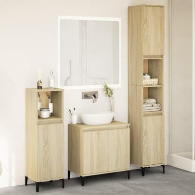 vidaXL - 3-delige - Badkamermeubelset - bewerkt - hout - sonoma - eikenkleurig
