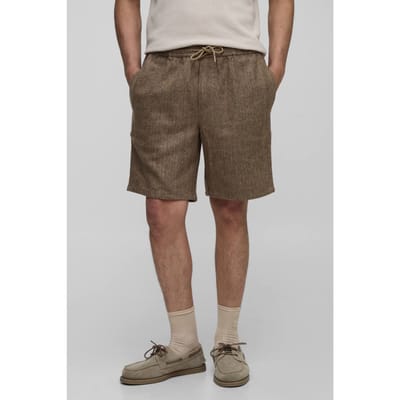 Shorts met elastische taille en relaxed fit in visgraatmotief | Black | Size 28