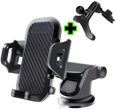 Autohouder - 360° Verstelbaar - Dashboard / Raam Voorruit / Auto Ventilatie - Telefoon Houder met Zuignap & Ventilatierooster Clip