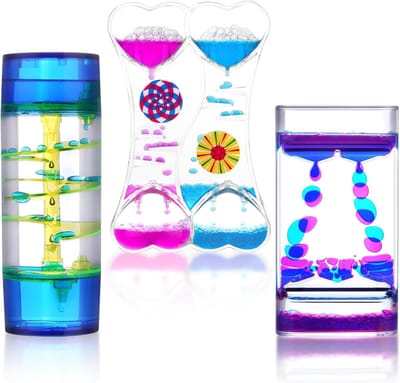Liquid Sensory Hourglass Timer Set van 3 Stuks voor Stressverlichting, Decoratie en Tijdbeheer in Huis, Kantoor en Hobby