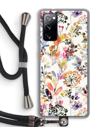 Hoesje met koord geschikt voor Samsung Galaxy S20 FE / S20 FE 5G hoesje met Koord - Wilde grassen - Telefoonhoesje met Zwart Koord - Bescherming aan alle Kanten en Over de Schermrand