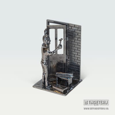 Beeldje Timmerman - Tin - jubileum geschenk - beroepen beeldje - ambacht