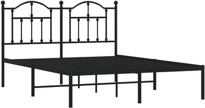 Tweepersoons bedframe met hoofdbord metaal zwart 140x200 cm