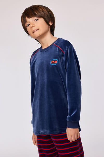 Woody Jongens-Heren pyjama donkerblauw - maat S