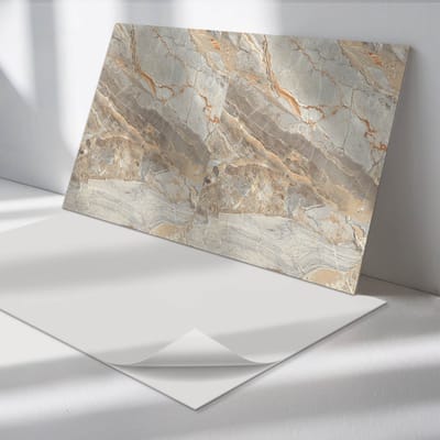 Wallfluent Vinyl Wandpaneel - Marmerpatroon met aderen Zelfklevend Muurpaneel - 120 cm x 60 cm - Grijs Vinyl Wandpaneel - 1 stuk - Rechthoekig Wandbekleding Vinyl - Texturen Wandpaneel - Vinyl Wandbekleding - Wandpaneel Keuken en Badkamer
