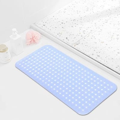 Antislip Badmat 40 x 88 cm - Douchemat met Afvoergaten en Zuignappen - Anti-Schimmel Vloermat voor Badkamer